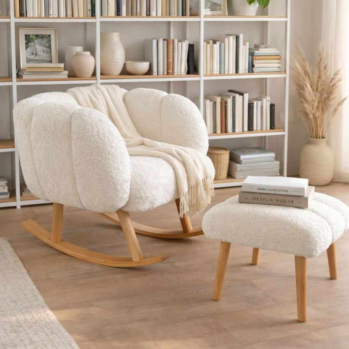 Norda Design Øreklapstol- og puffesæt (2 Pieces) Lotus Lotus Wing Chair 42 x 70 x 94 cm