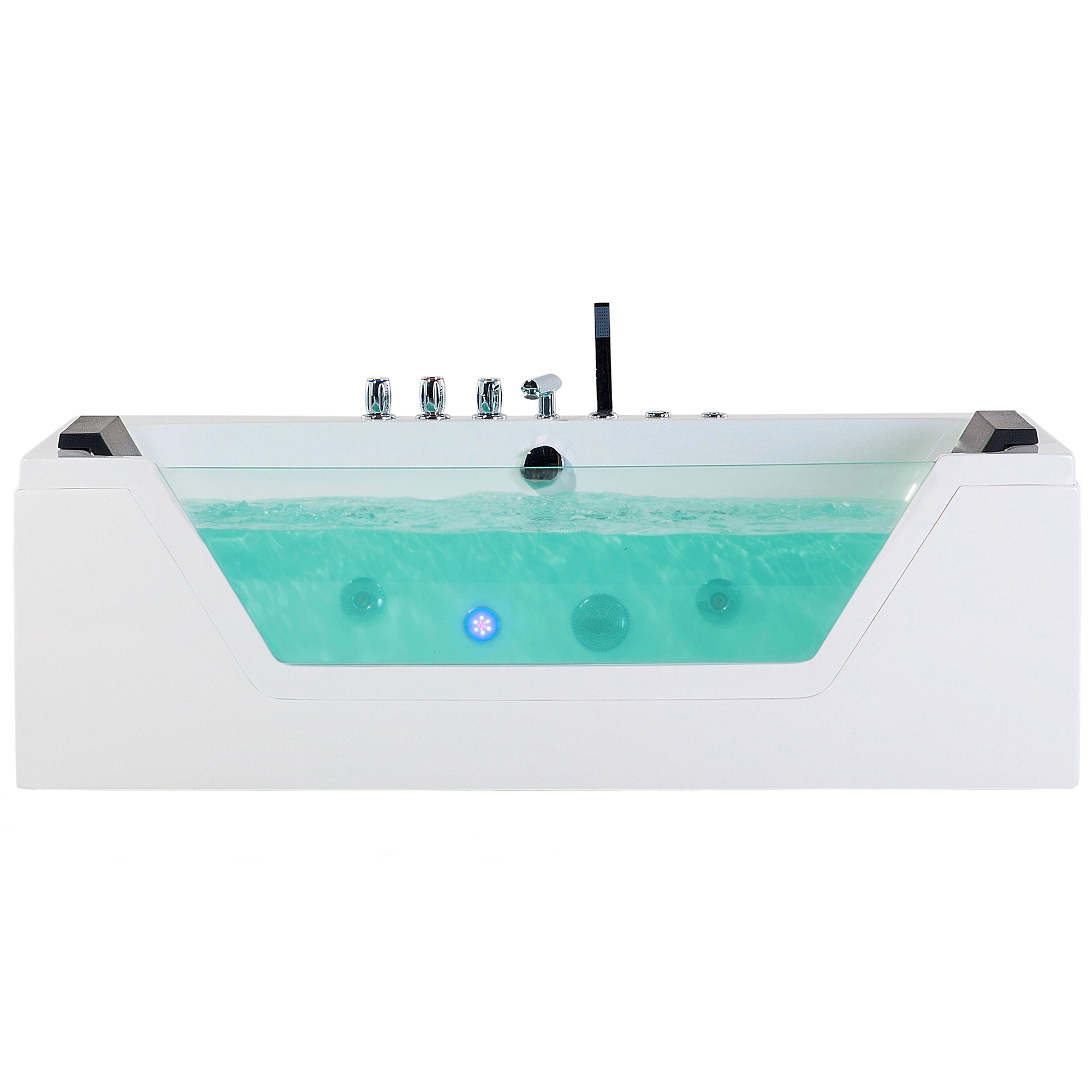 Hjørne-boblebad med LED SAMANA 162 x 76 cm Hvid