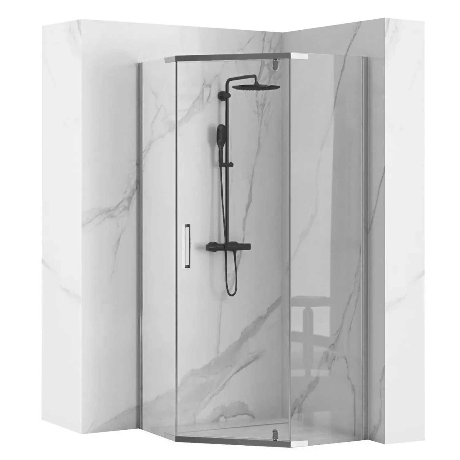 REA brusekabine AXIN 90x90 Krom, 90x90x195cm