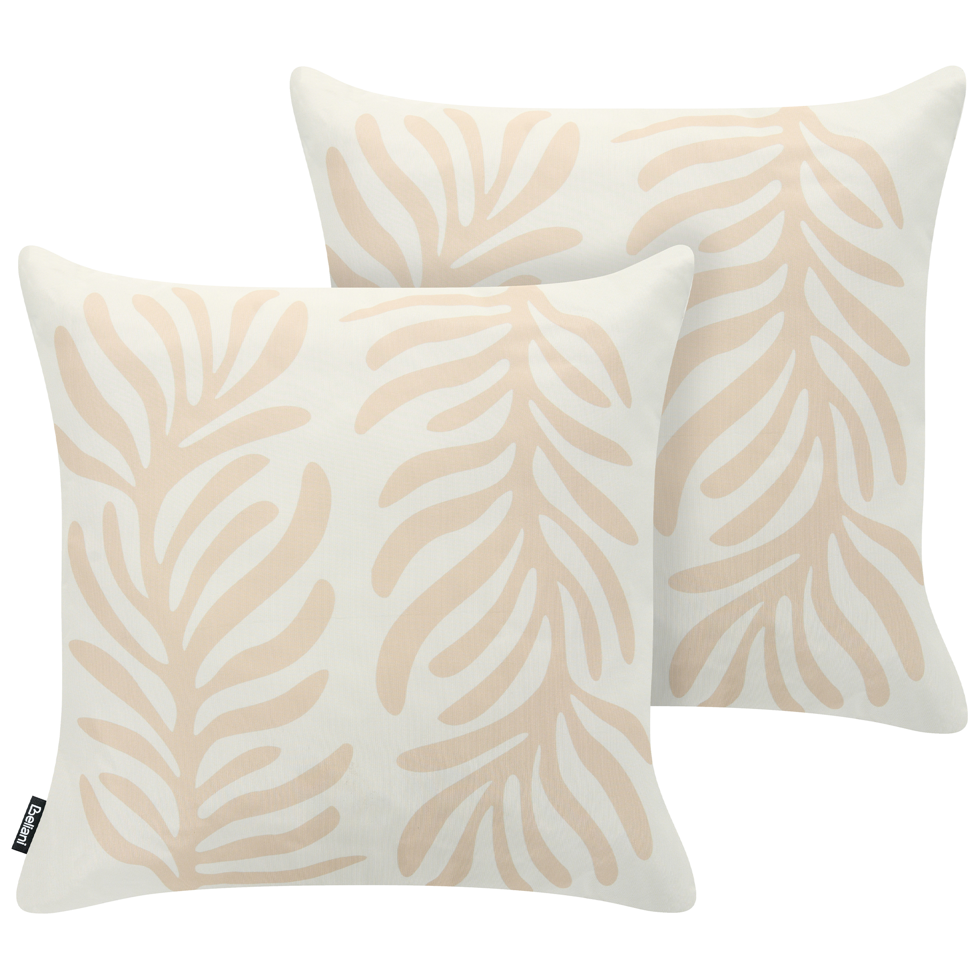 Sæt af 2 havehynder ALISMA Plante mønster 45 x 45 cm Lys Beige