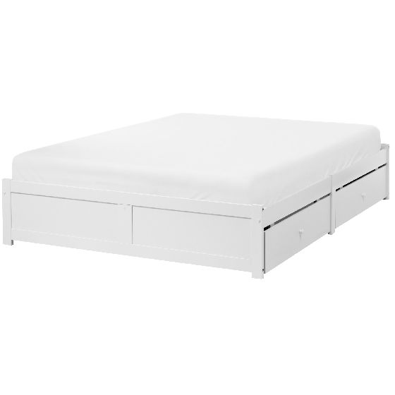 Seng med opbevaringsskuffer uden sengegavl BRUX Hvid 180 x 200 cm