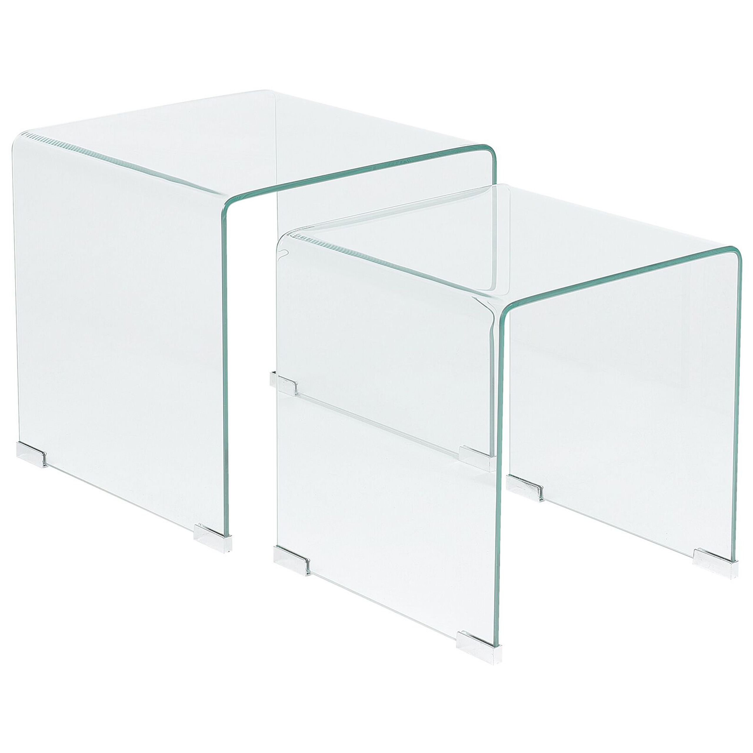Sæt med 2 sideborde KENDALL Hærdet glas Transparent