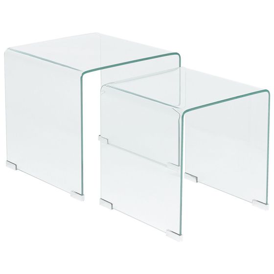 Sæt med 2 sideborde KENDALL Hærdet glas Transparent