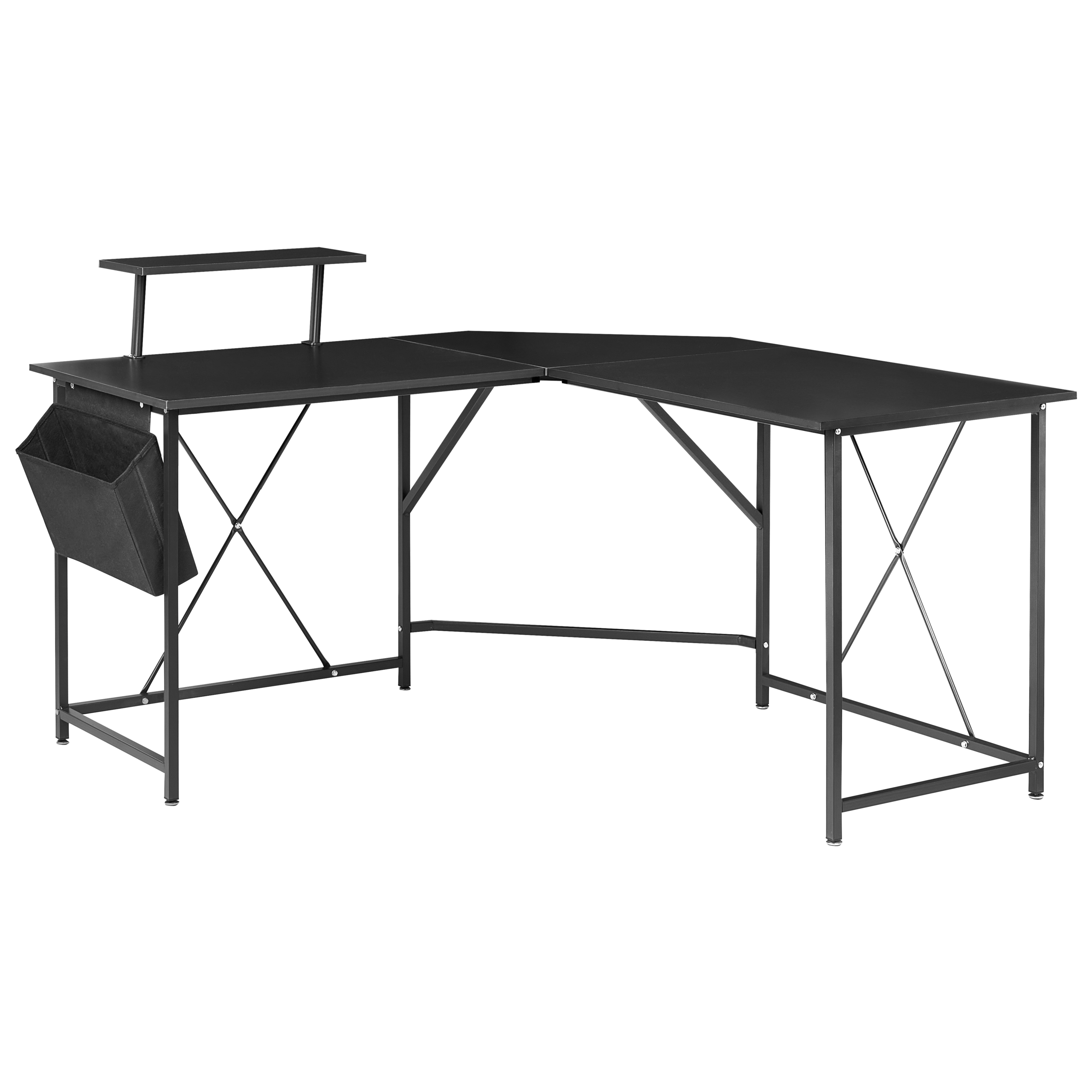 Hjørneskrivebord TACONY 180 cm 140 cm med opbevaring Sort