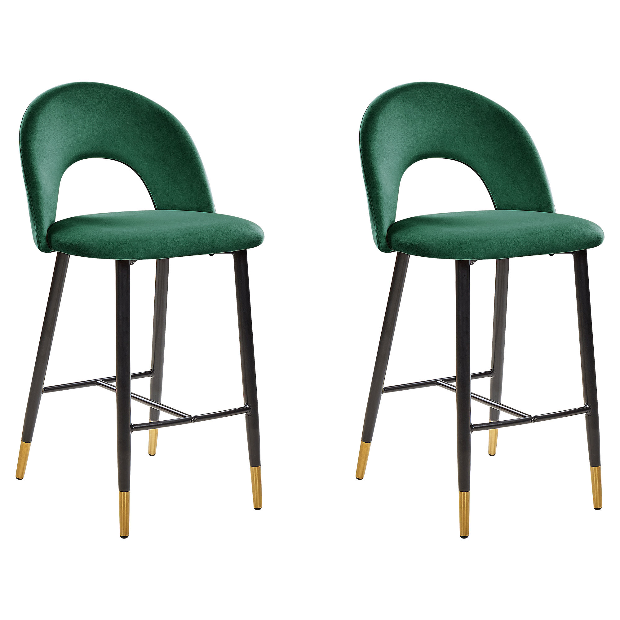 Sæt med 2 barstole FALTON Velour Smaragdgrøn