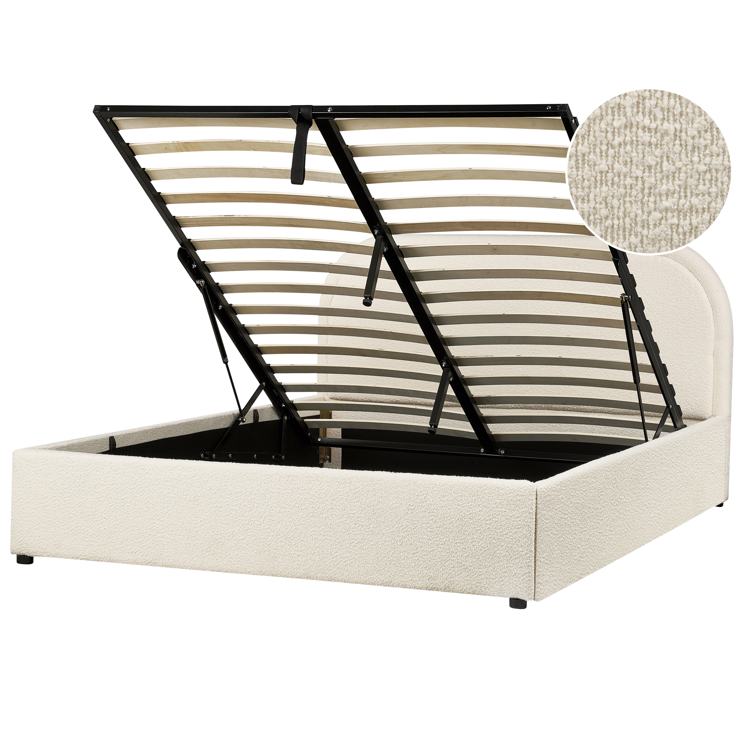 Seng med opbevaring QUILLIEN Boucle Lys Beige 140 x 200 cm