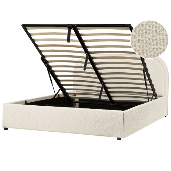 Seng med opbevaring QUILLIEN Boucle Lys Beige 140 x 200 cm