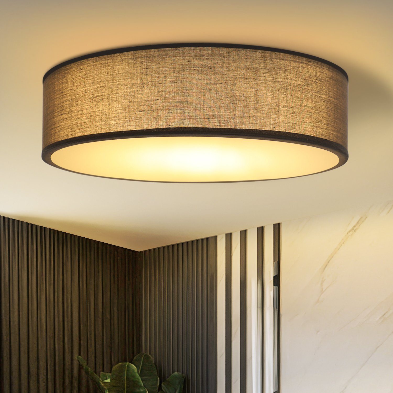 NETTLIFECeilinglampe 30CM, E27 rund, gråt stof, 1 pære, moderne soveværelseslampe, maks. 40W, til stue, køkken, entré