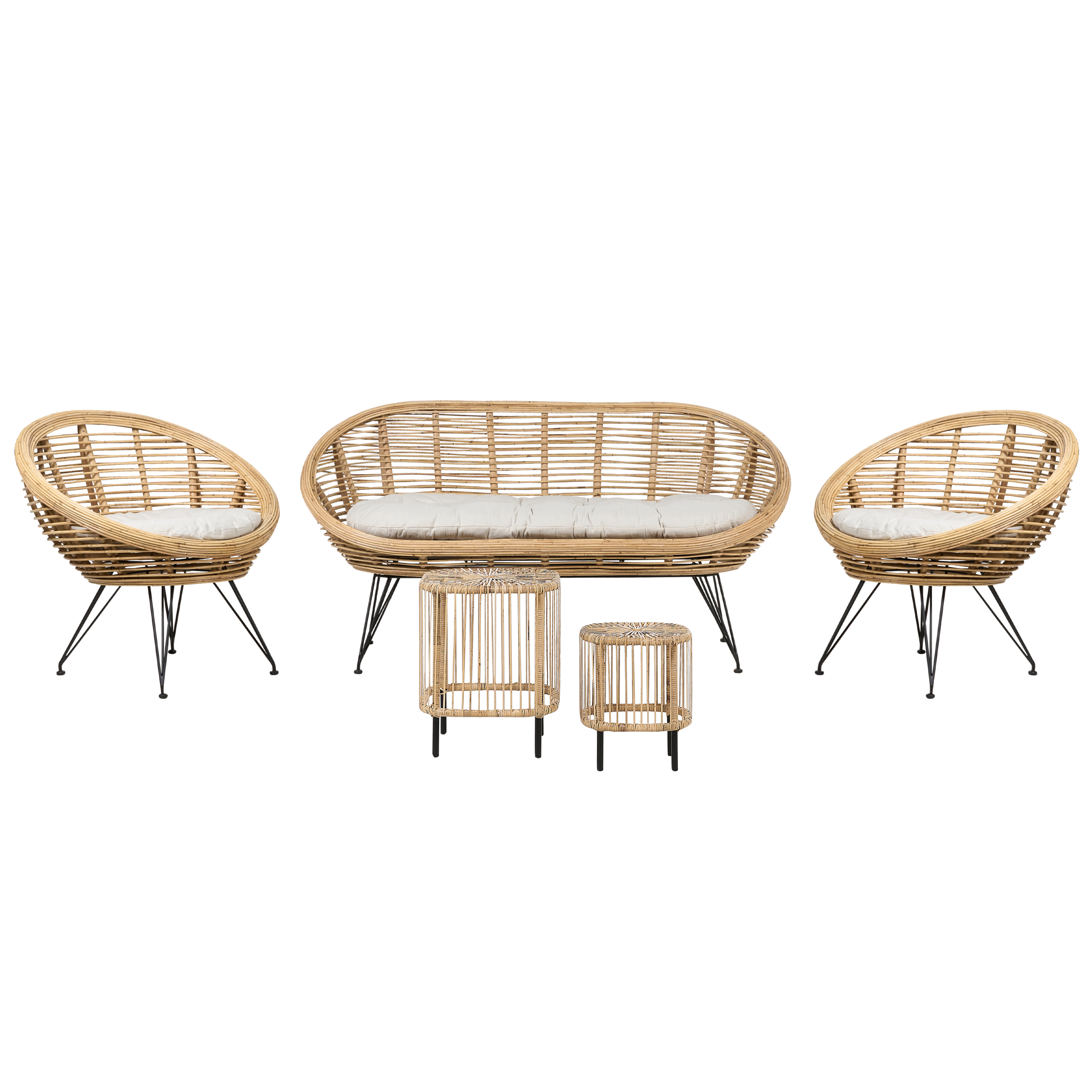 Loungesæt med bord 4 personers MARATEA/CESENATICO Rattan Naturlig