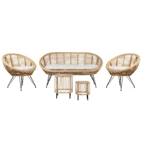 Loungesæt med bord 4 personers MARATEA/CESENATICO Rattan Naturlig