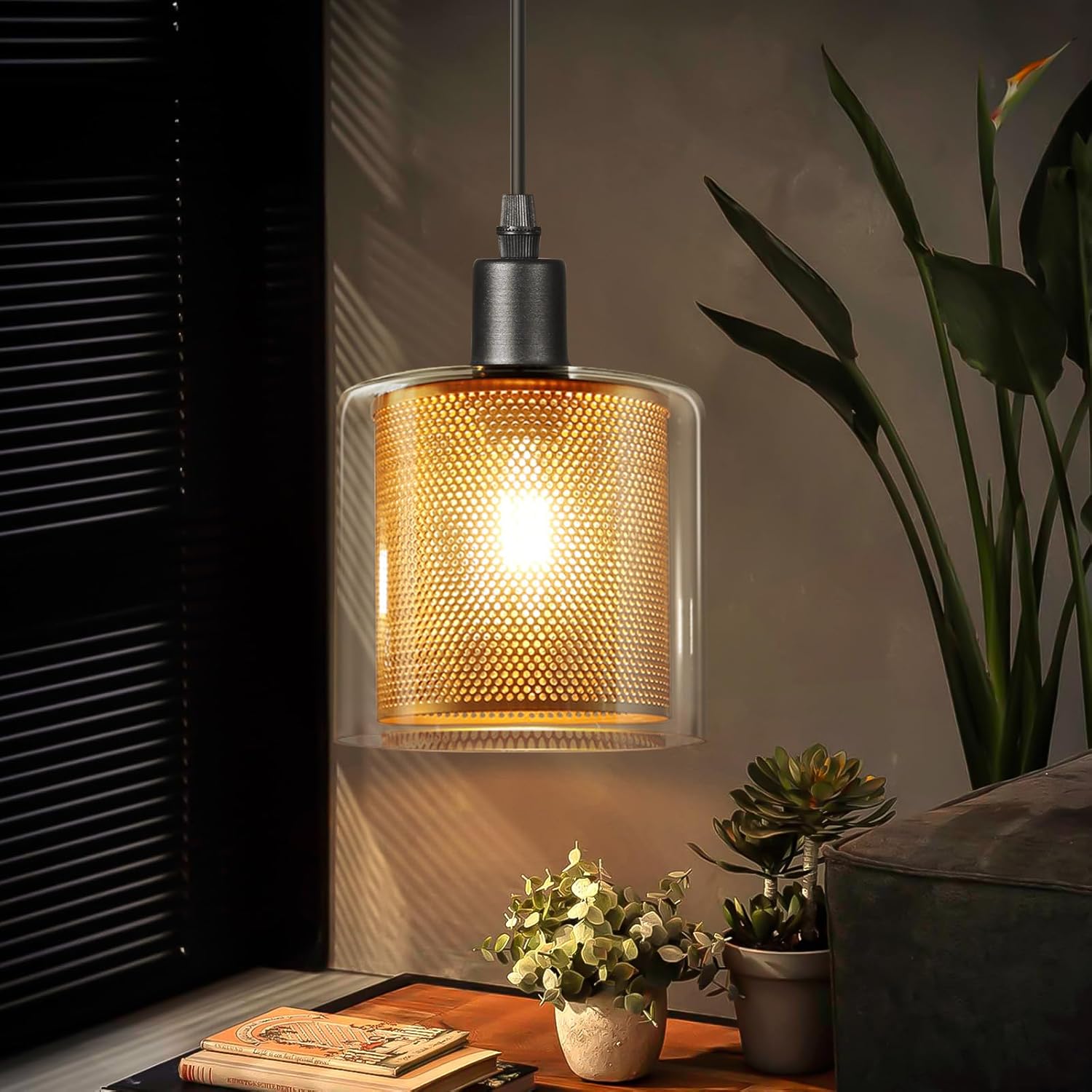 NETTLIFE Vintage - pendellampe, spisebord, pendellampe - 1 pære, E14 maks. 40W, retro glas, metal, sort guld, industriel stil