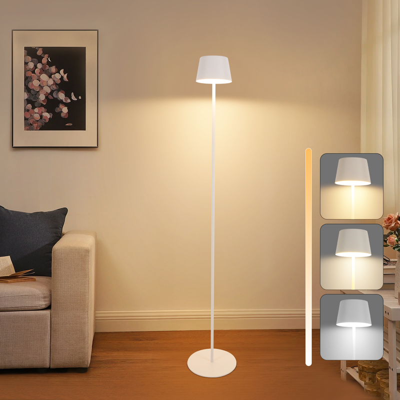 NETTLIFE 120 cm solcelledrevet LED-gulvlampe til udendørs brug, dæmpbar, USB-C genopladeligt batteri, hvid, justerbar højde
