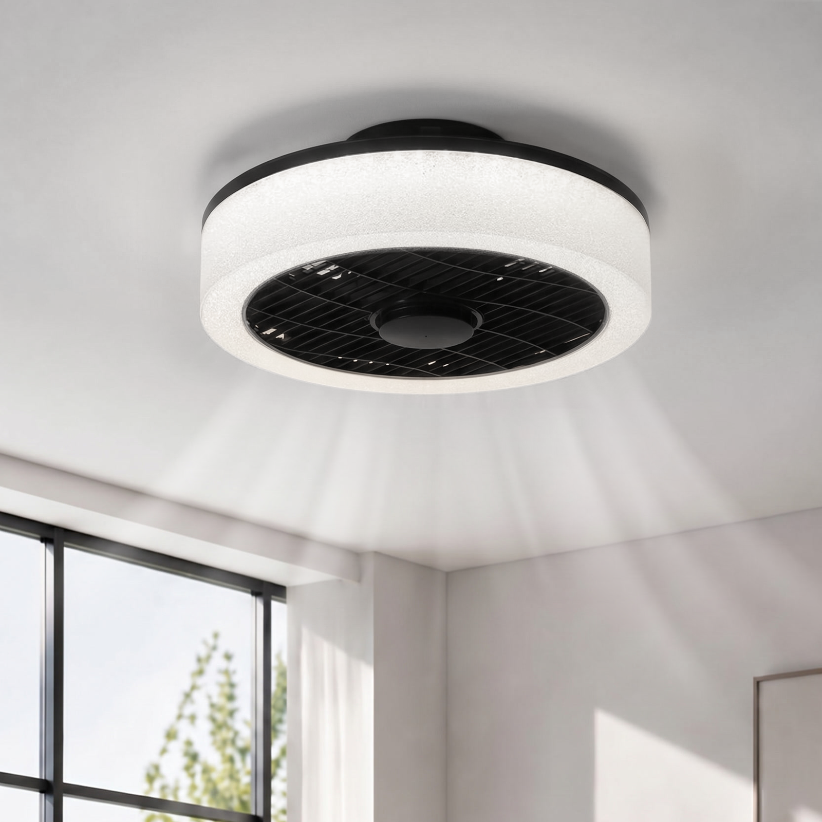 NETTLIFE LED - loftsventilator med lys - 39,5 cm moderne, stor og støjsvag, fjernbetjening, timer, 34 W, 3000K -6000K dæmpbar