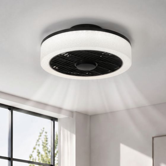 NETTLIFE LED - loftsventilator med lys - 39,5 cm moderne, stor og støjsvag, fjernbetjening, timer, 34 W, 3000K -6000K dæmpbar