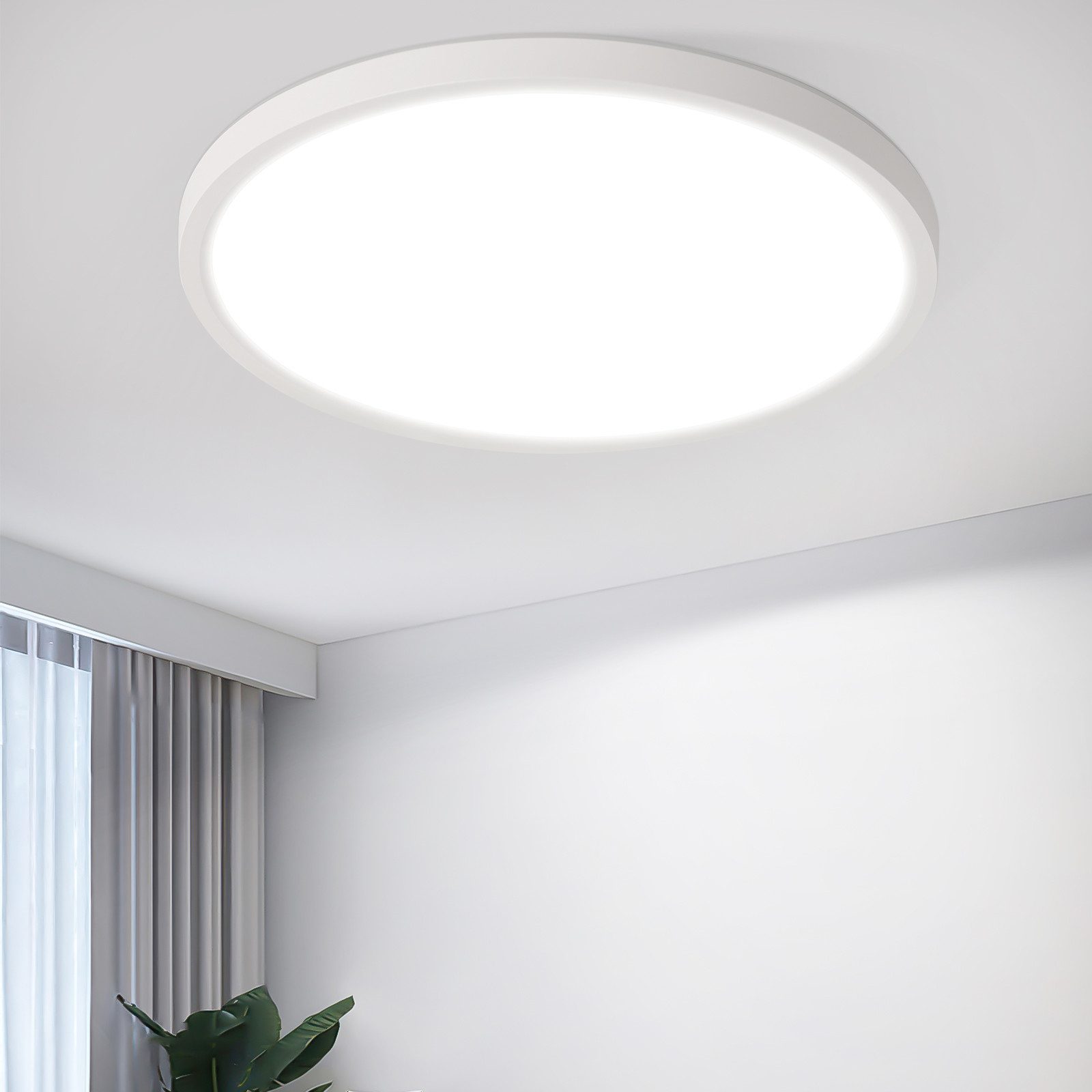 NETTLIFE flad, LED loftlampe, til soveværelse, sort, 18 cm, 15 W, ikke dæmpbar, varm hvid, 3000K