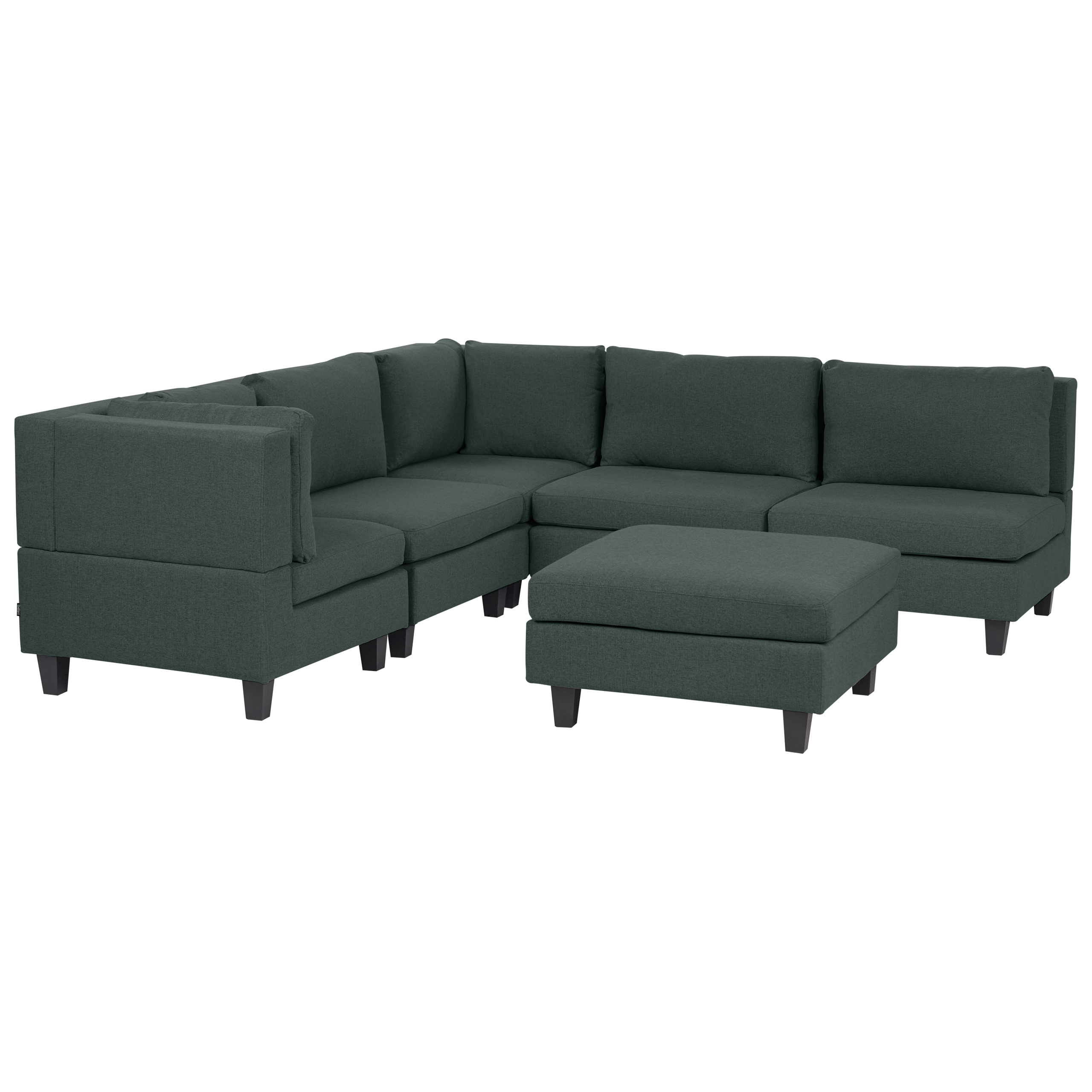Hjørnesofa modul 5 personers UNSTAD med fodskammel Mørkegrøn Højrevendt