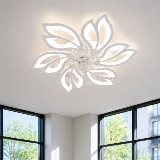 NETTLIFE - Loftventilator med lys og fjernbetjening - dæmpbar, LED - loftlampe, timerfunktion, kreativ, design, 6 lys
