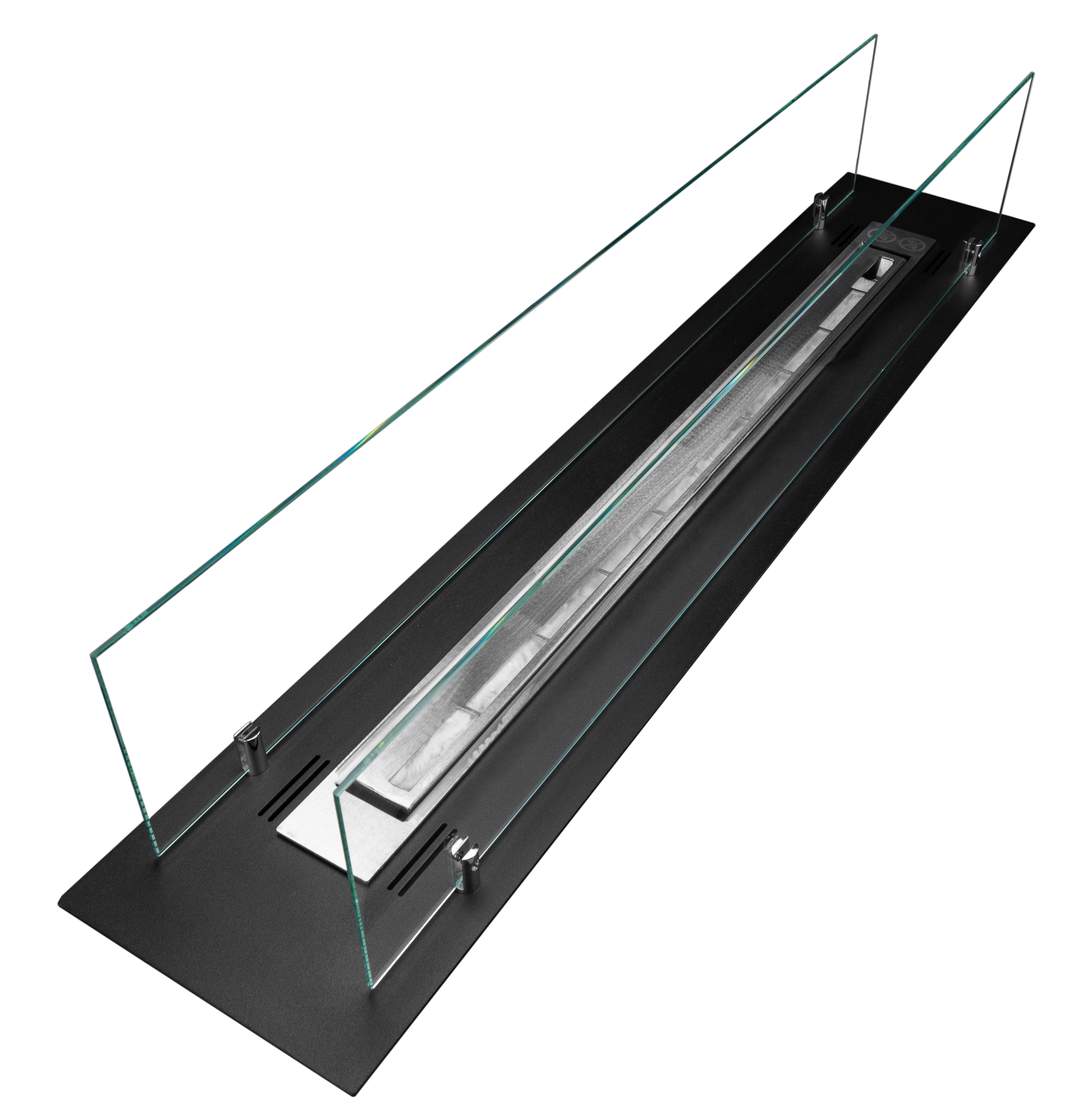 bioethanolpejs 100 cm – indbygget bioethanolpejs med sikkerhedsglas, mat sort