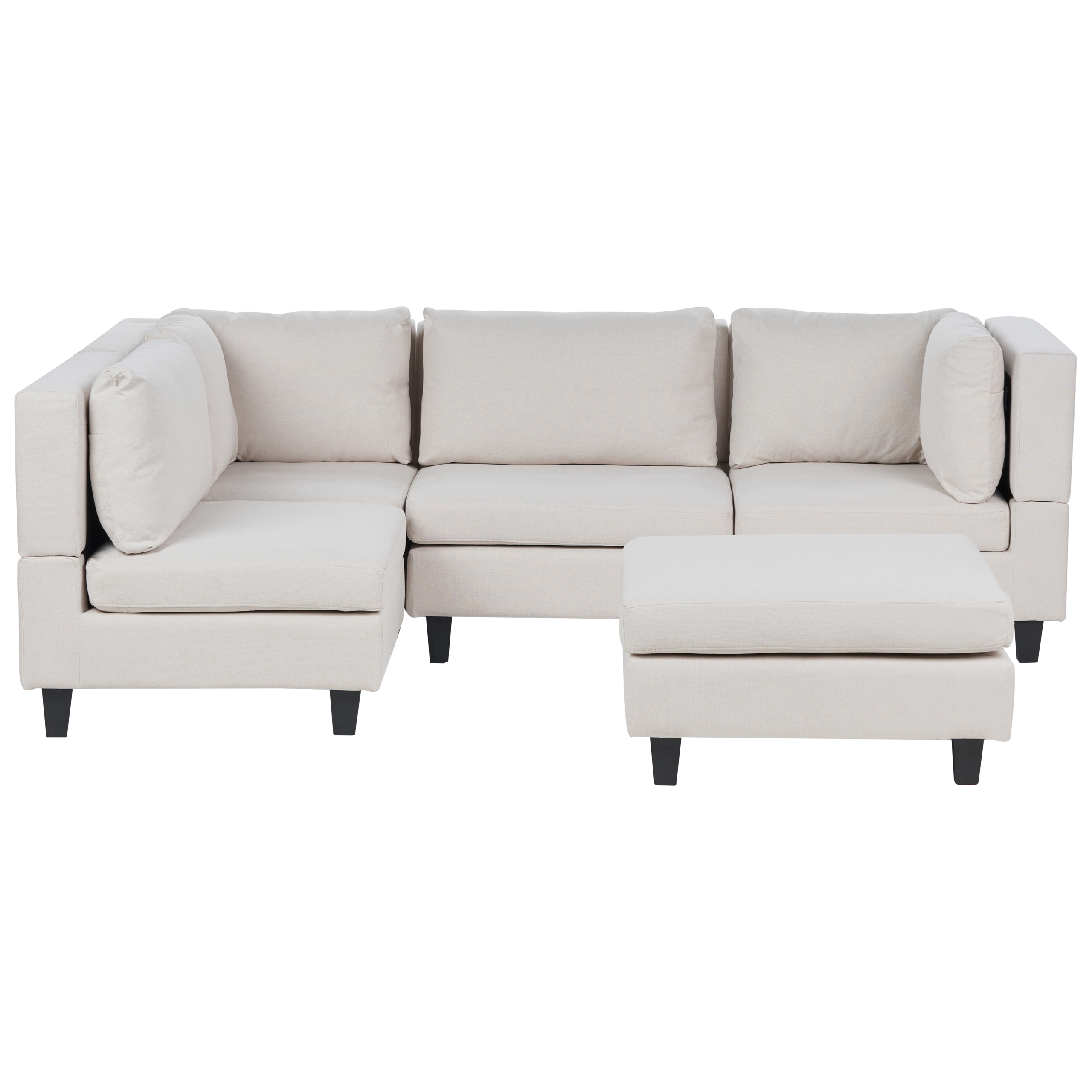 Hjørnesofa modul 4 personers UNSTAD med fodskammel Lys Beige Højrevendt