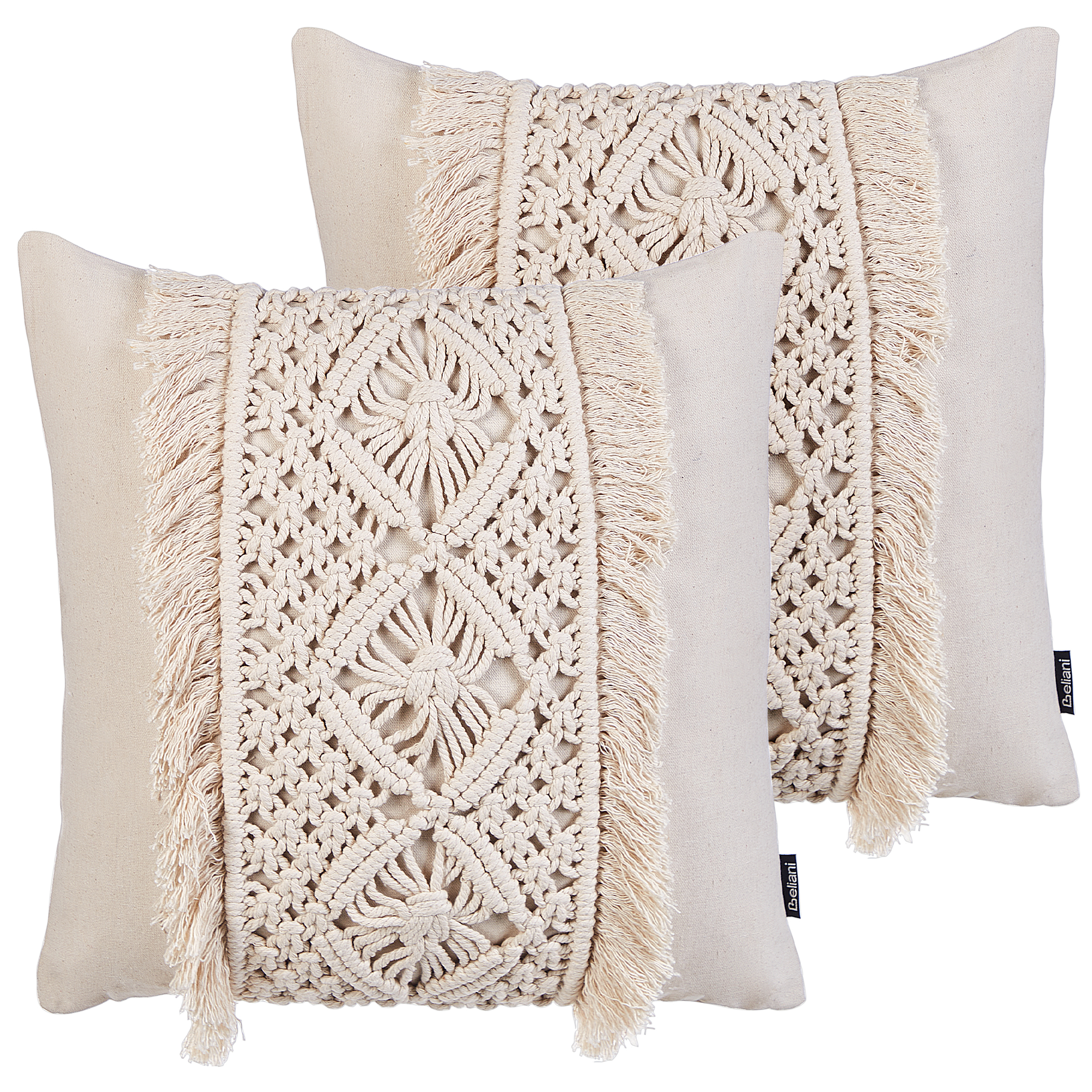 Sæt af 2 pyntepuder KALAM 45 x 45 cm Bomuld Lys Beige Geometrisk mønster