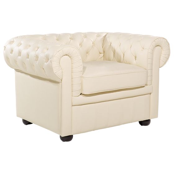 Lænestol CHESTERFIELD Ægte læder Lys Beige