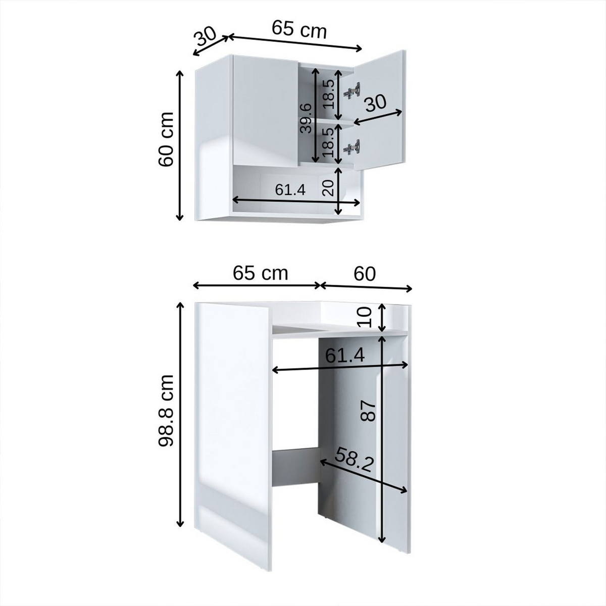Norda Design Badeværelsesmøbelsæt (2 Pieces) Bagno Duo 30 x 65 x 60 cm