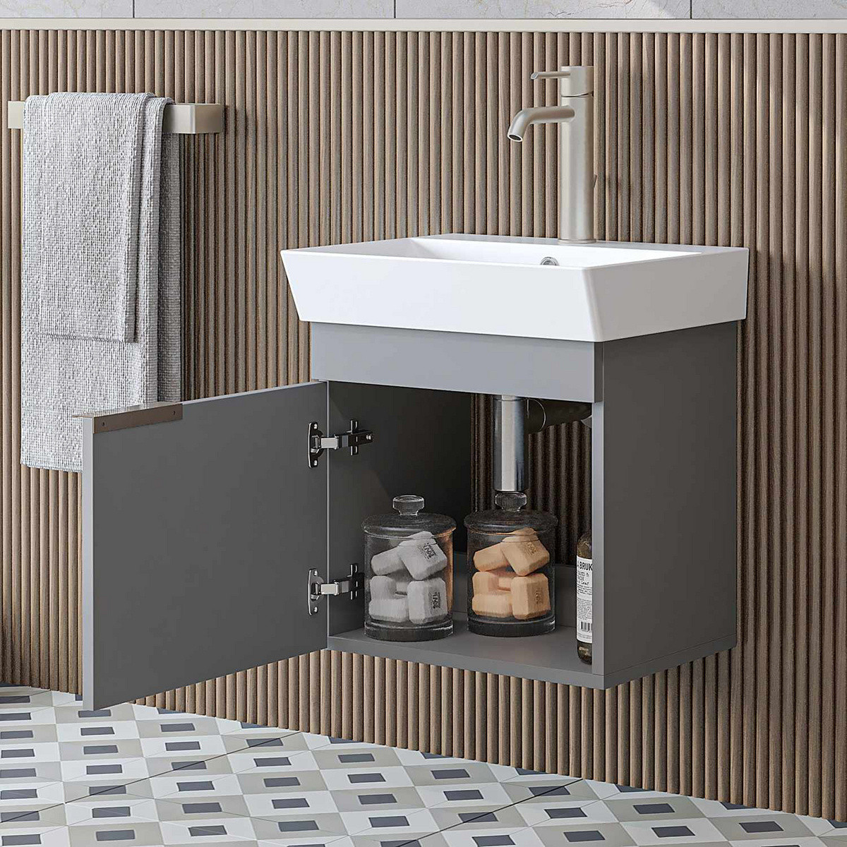 Norda Design Badeværelsesskab med håndvask Likya 49 38.6 x 49 x 54 cm