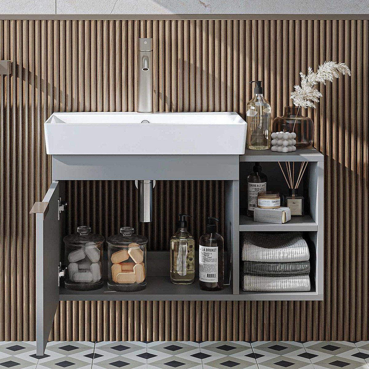 Norda Design Badeværelsesskab med håndvask Likya 82 38.6 x 82 x 54 cm
