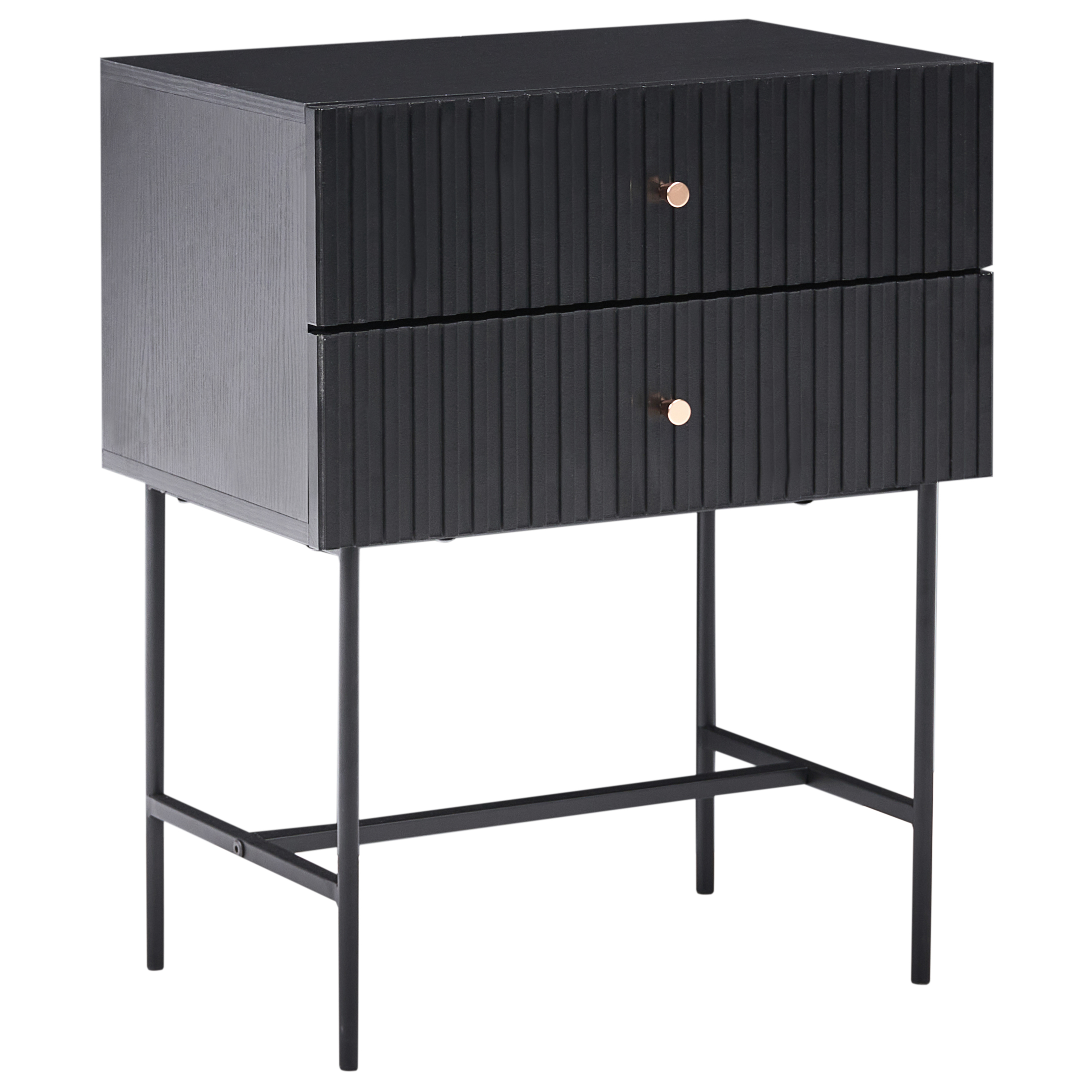 Natbord med 2 skuffer COVENTRY Sort/guld