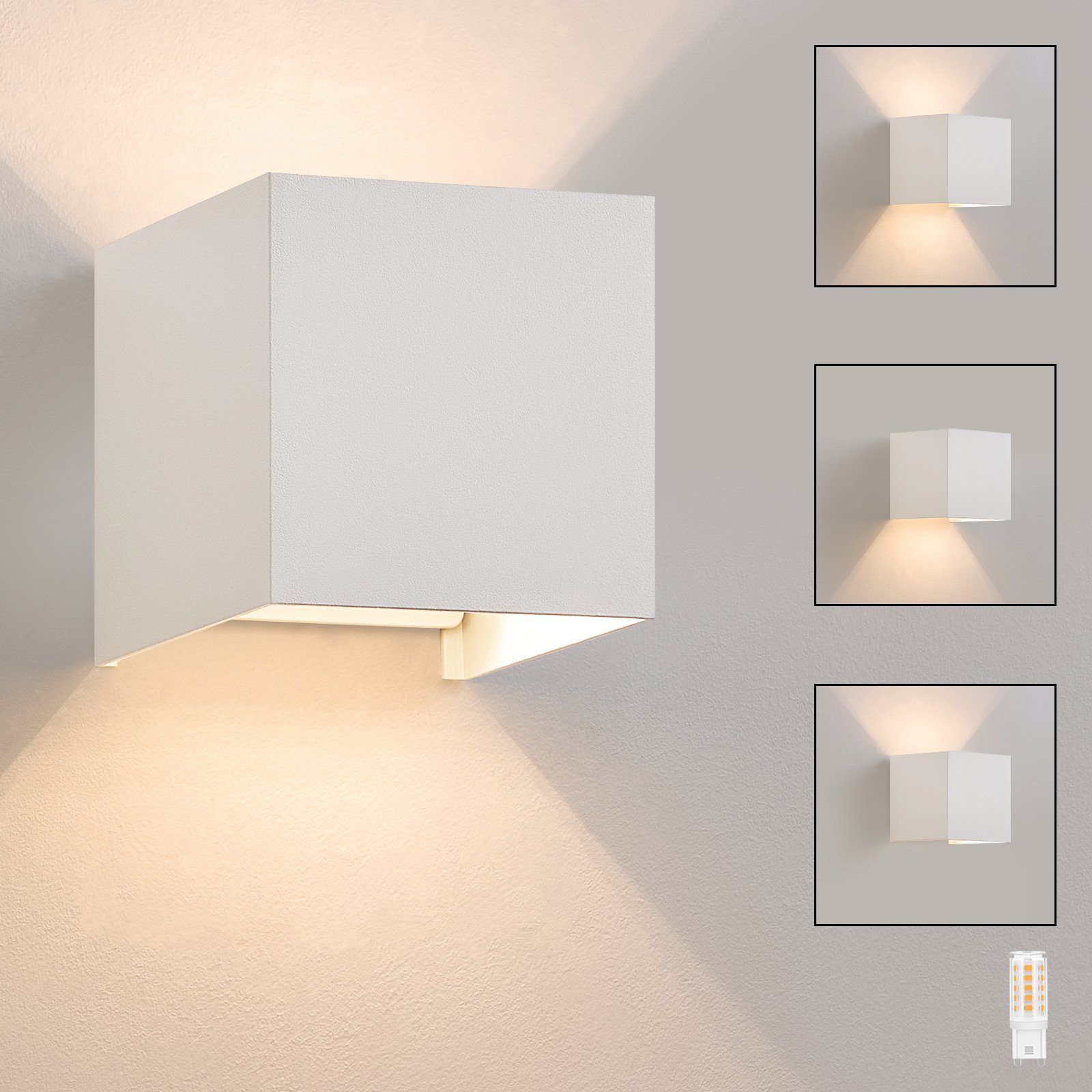 NETTLIFE Indendørs/udendørs LED-væglampe, varm hvid IP65Til hjemmet, soveværelset, gangen, trappeopgangen