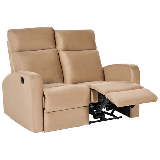 Elektrisk recliner sofa 2 personers VERDAL Velour Lysebrun