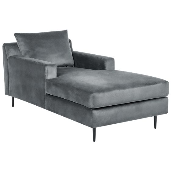 Chaiselong GUERET Velour Grå