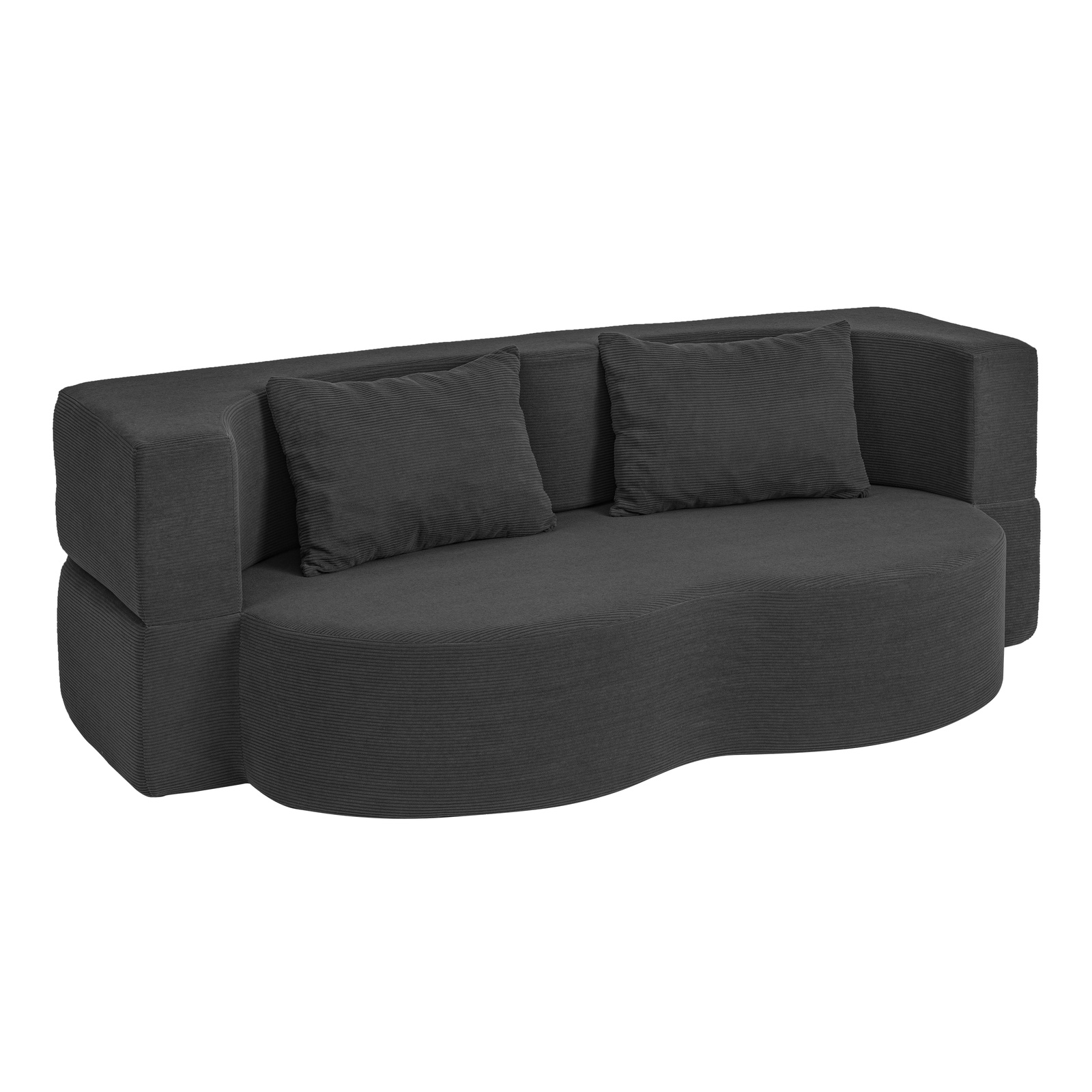 Sofabed med svinget design, sort, 177x90x64 cm, FST101-SCH