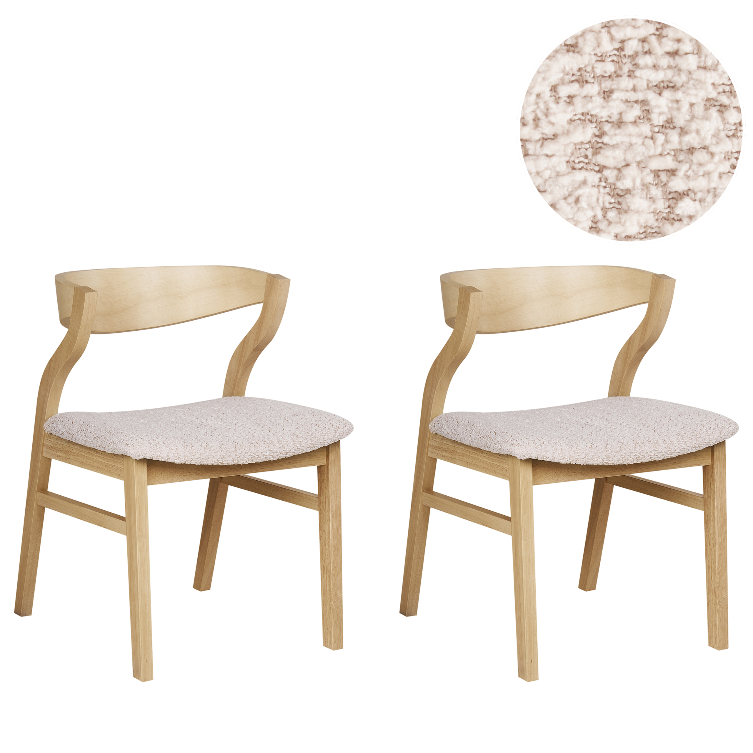 Sæt med 2 spisebordsstole MAROA Træ Lys Beige