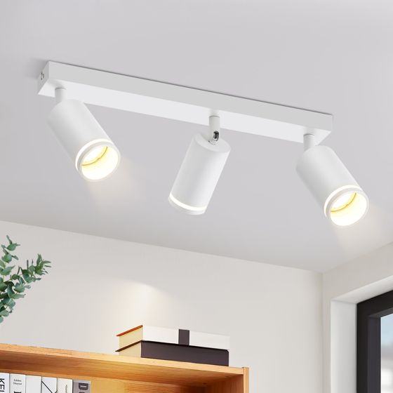 NETTLIFE moderne hvid loftslampe: 3 justerbare metalloftsspotlights, GU10 loftslampe, til soveværelse uden pære