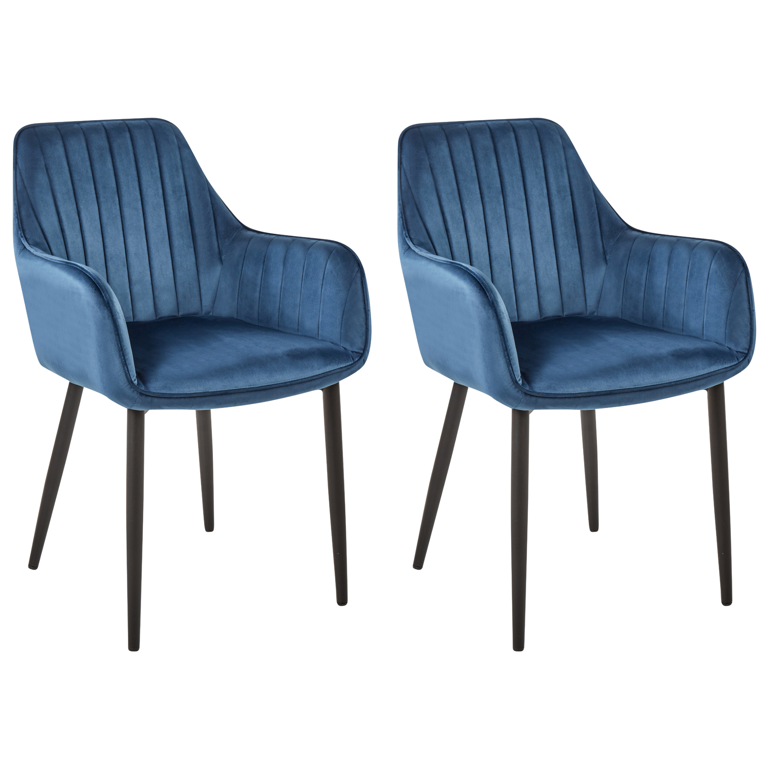 Sæt med 2 spisebordsstole WELLSTON Velour Mørkeblå