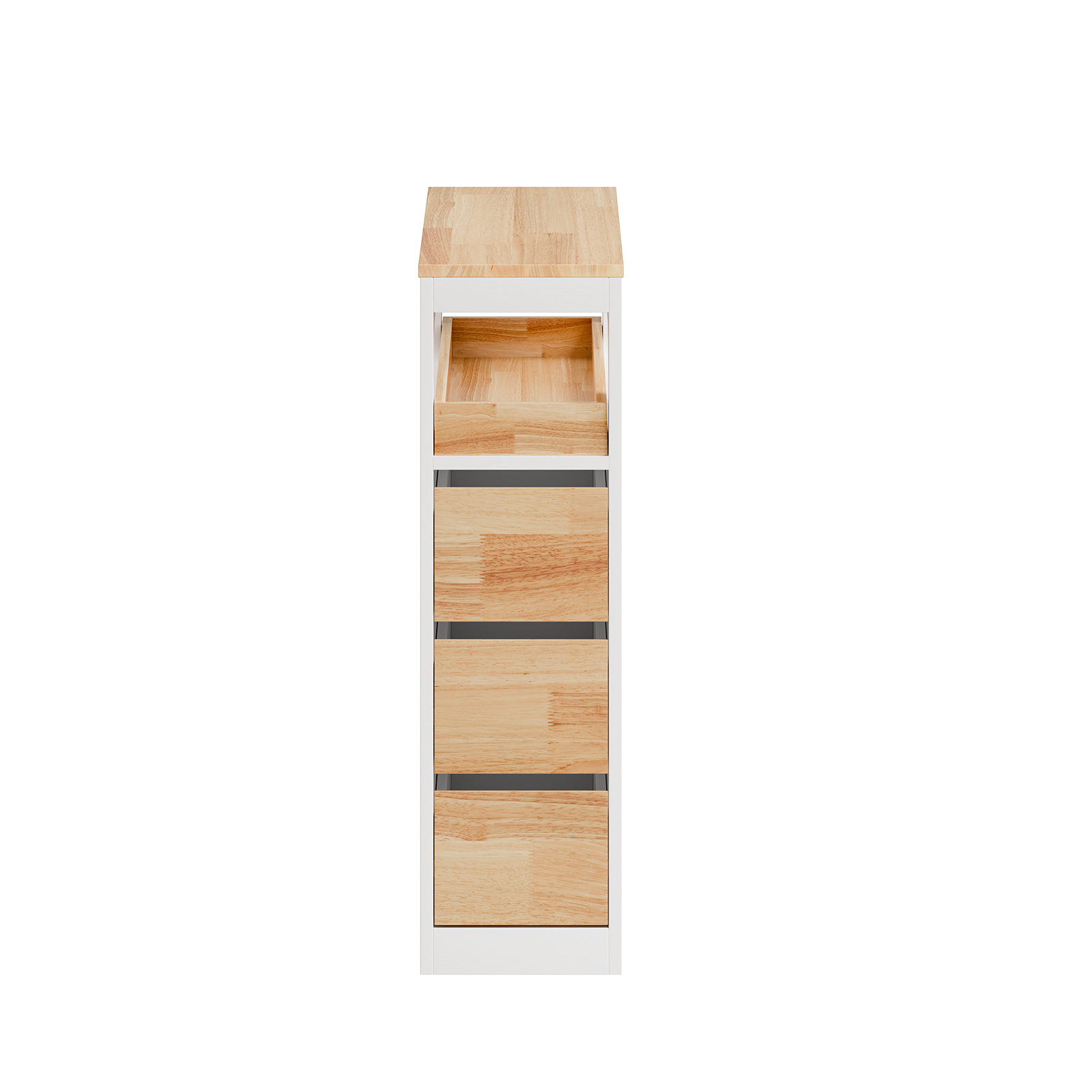 Badeværelsessidekabinet med 4 skuffer og åben hyldesektion, hvid, 30.5x30.5x80 cm, BZR54-III-WN