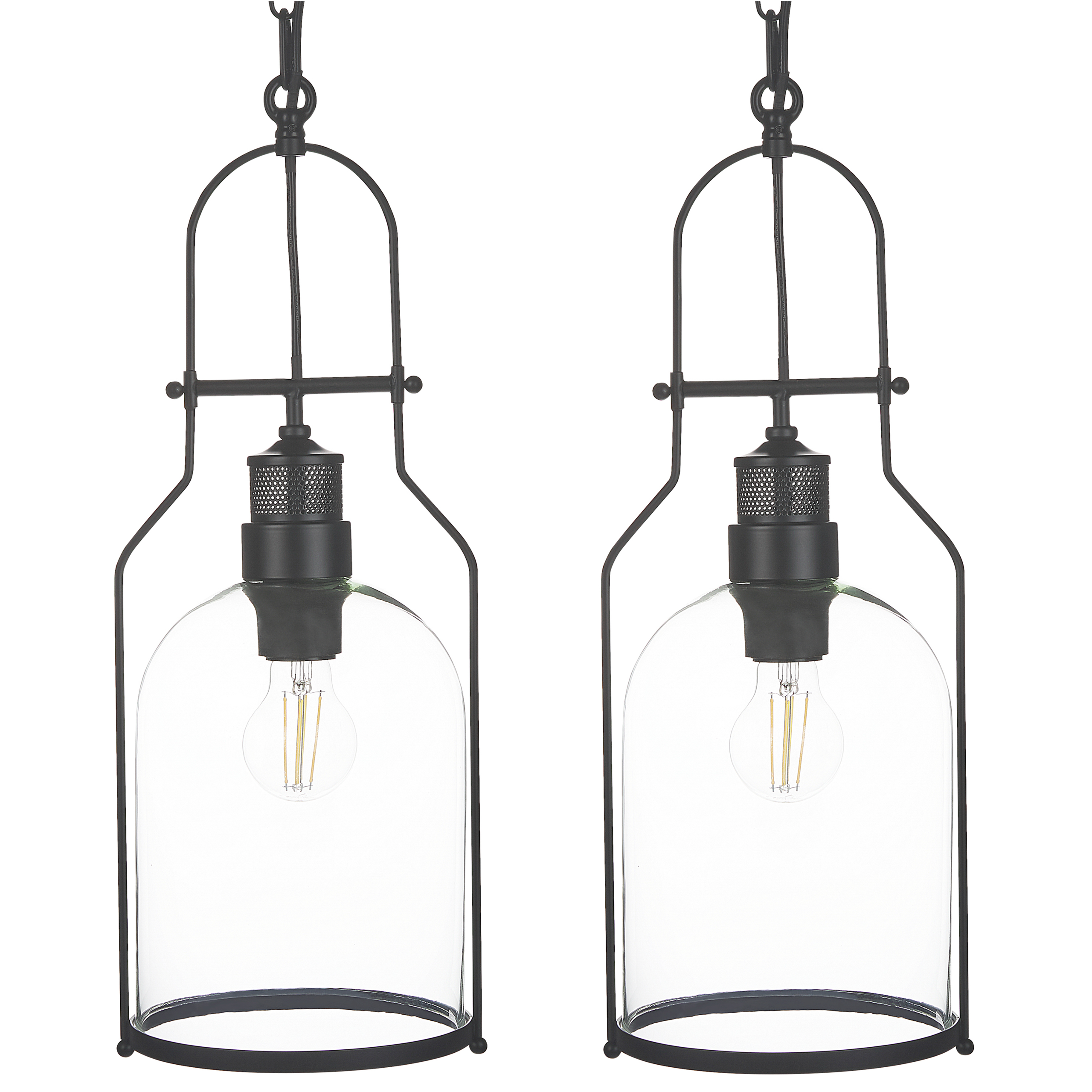 Sæt af 2 pendel lamper BASHILO Metal Sort