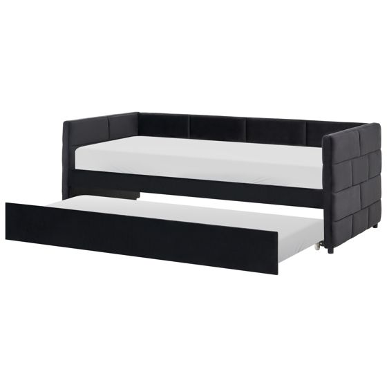 Udtræksseng Velour CHAVONNE 90 x 200 cm Sort