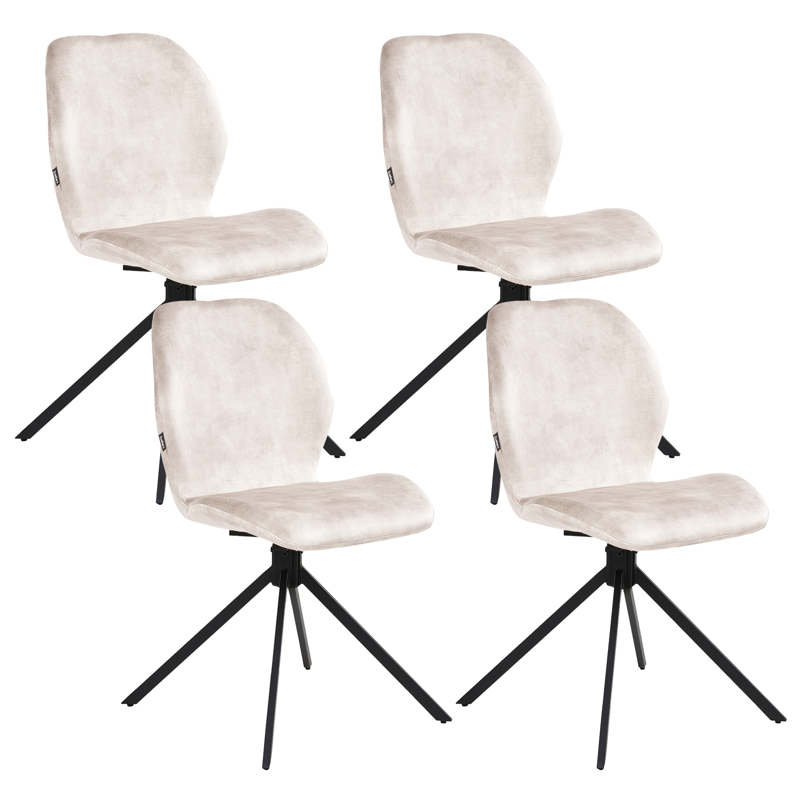 Sæt med 4 spisebordsstole MORRISON Velour Lys Beige