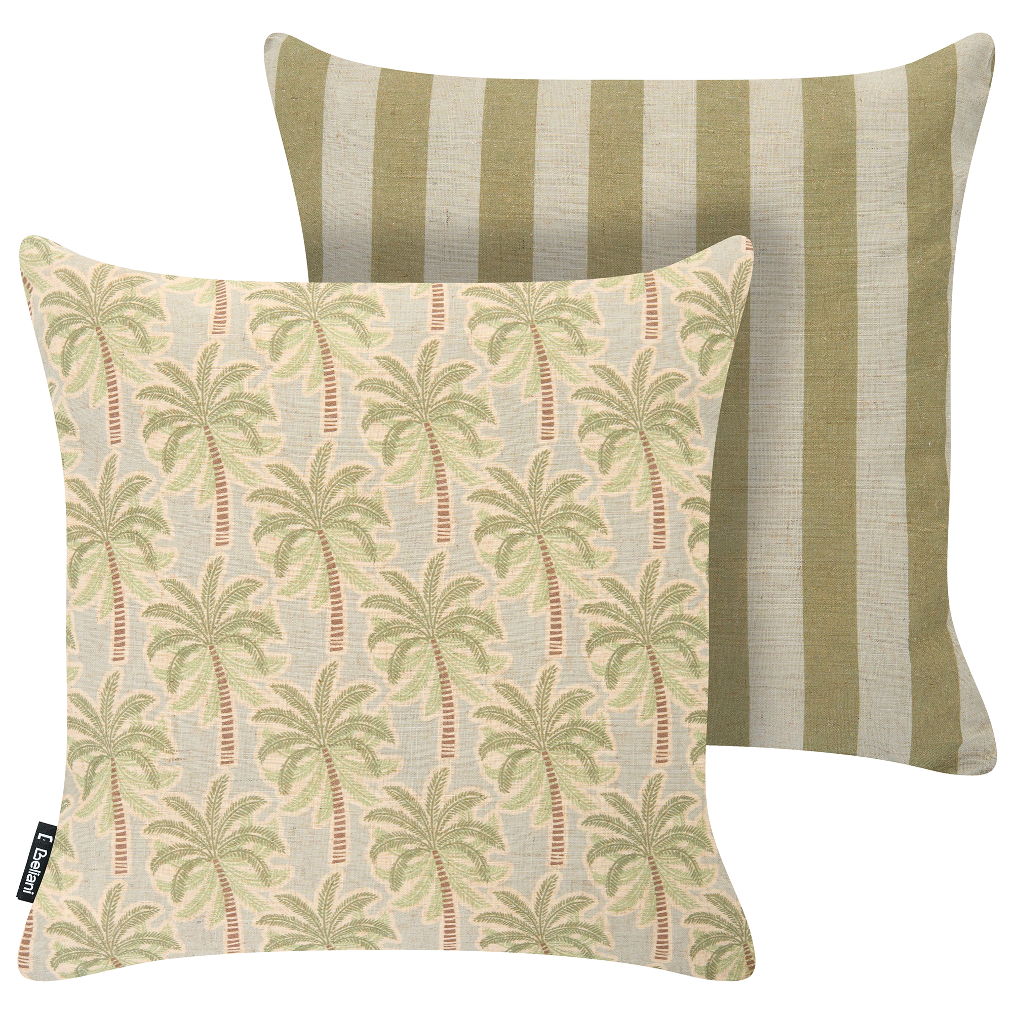 Sæt af 2 havehynder CALIA Plante mønster 45 x 45 cm Beige/Grøn