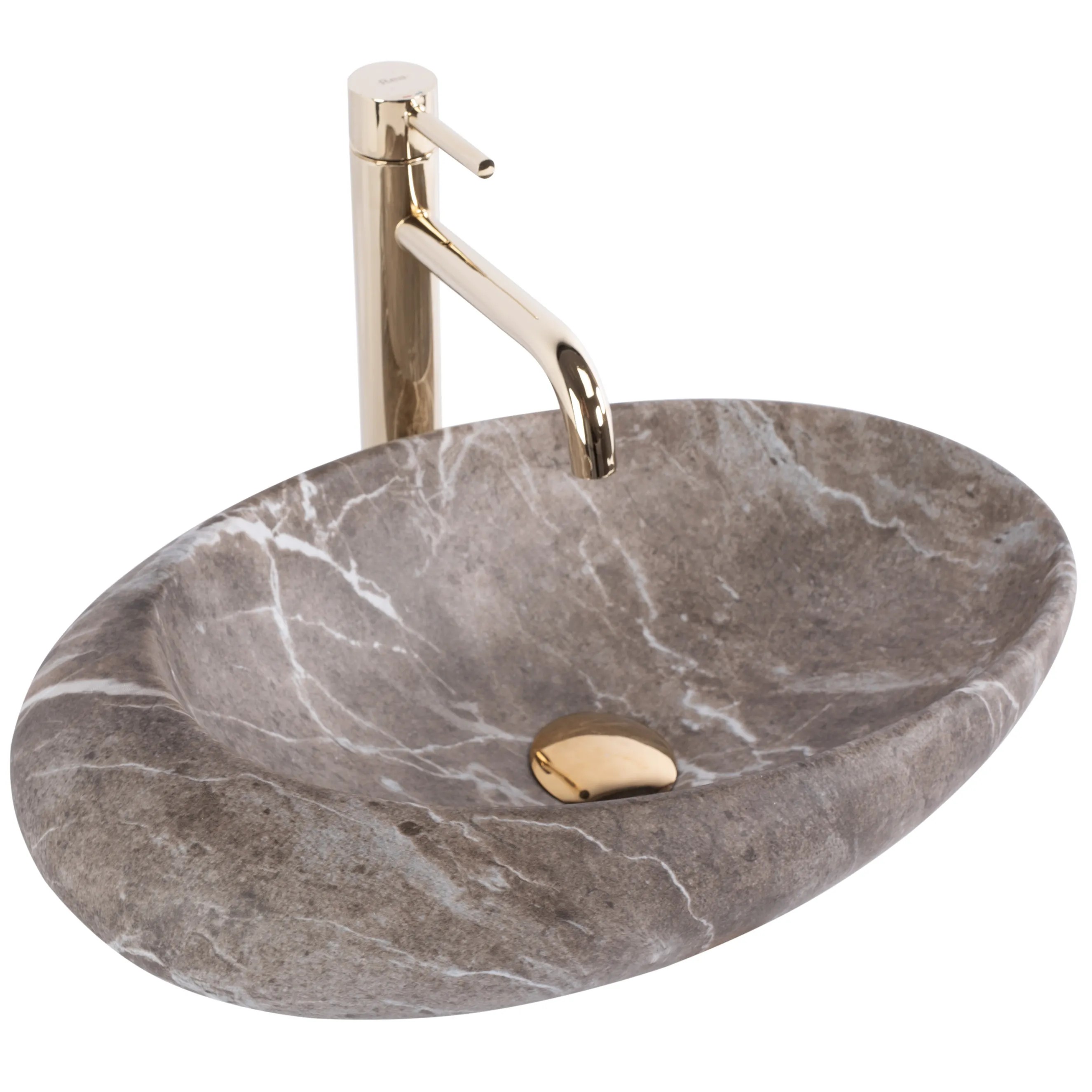 REA bordmonteret håndvask ROXY B STONE NATURE Grå, 49x31x13,5cm