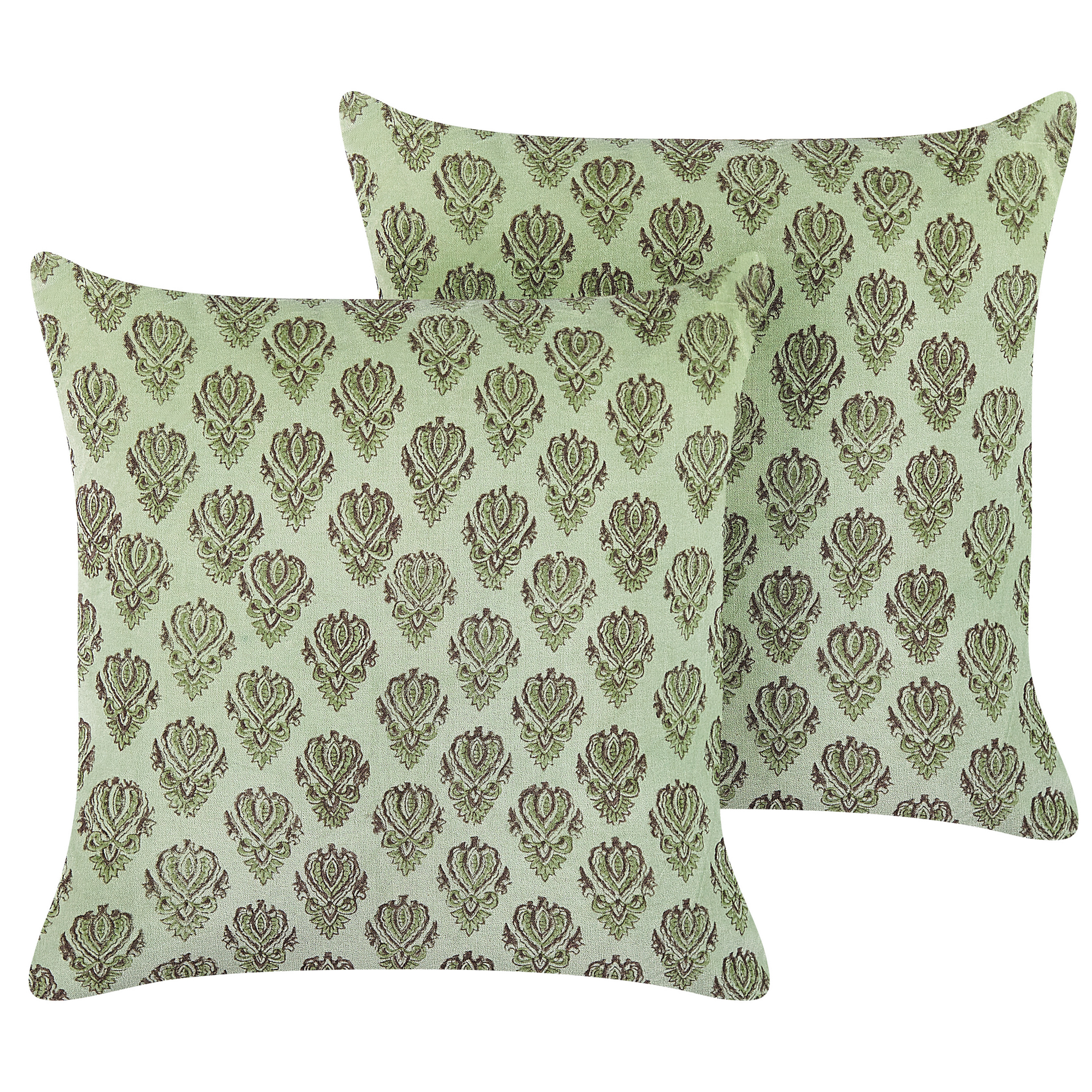 Sæt af 2 pyntepuder RUNGIA 45 x 45 cm Velour Grøn Blomstermønster