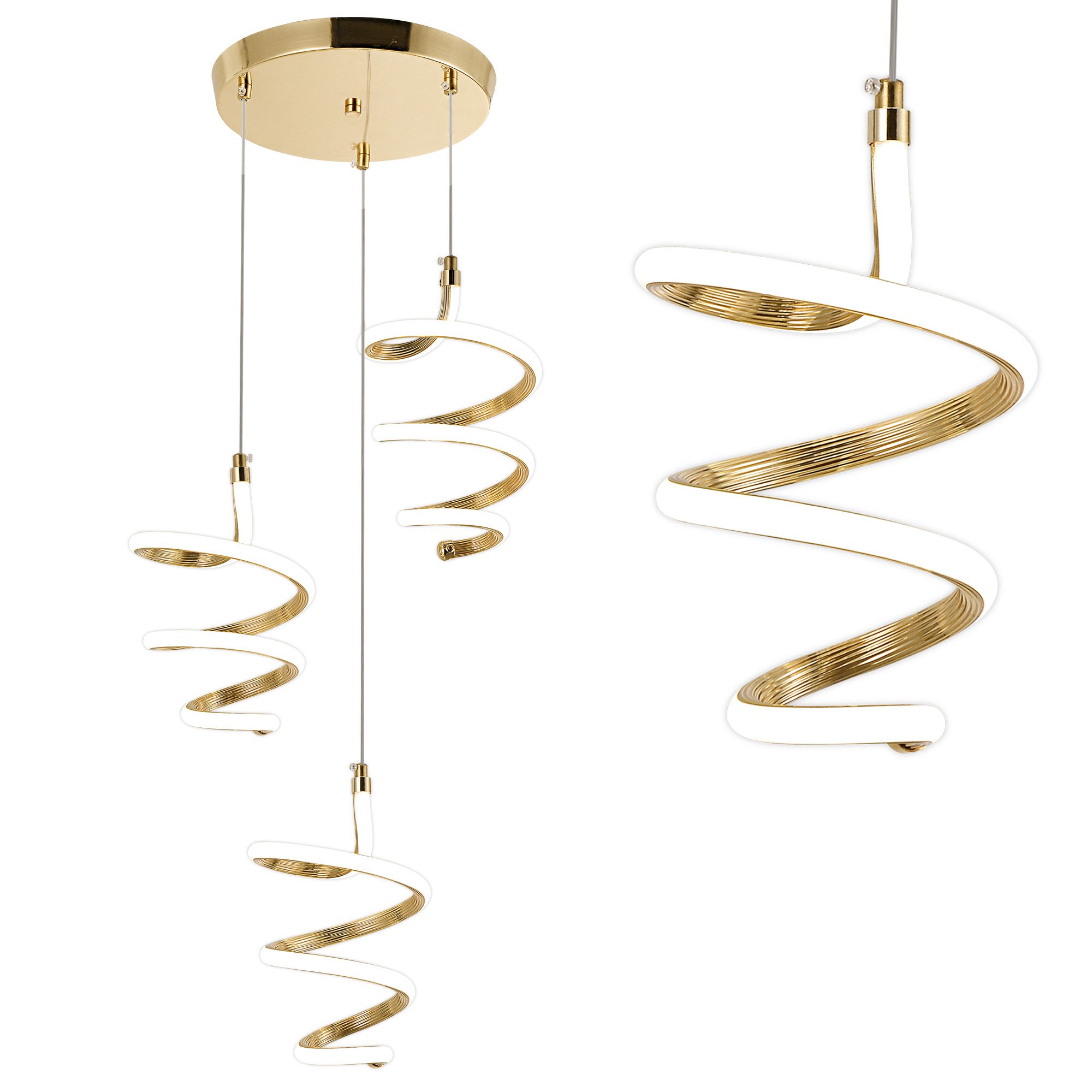 TOOLIGHT hængende loftlampe G075-3CPR LED Guld 114,5x15x22cm