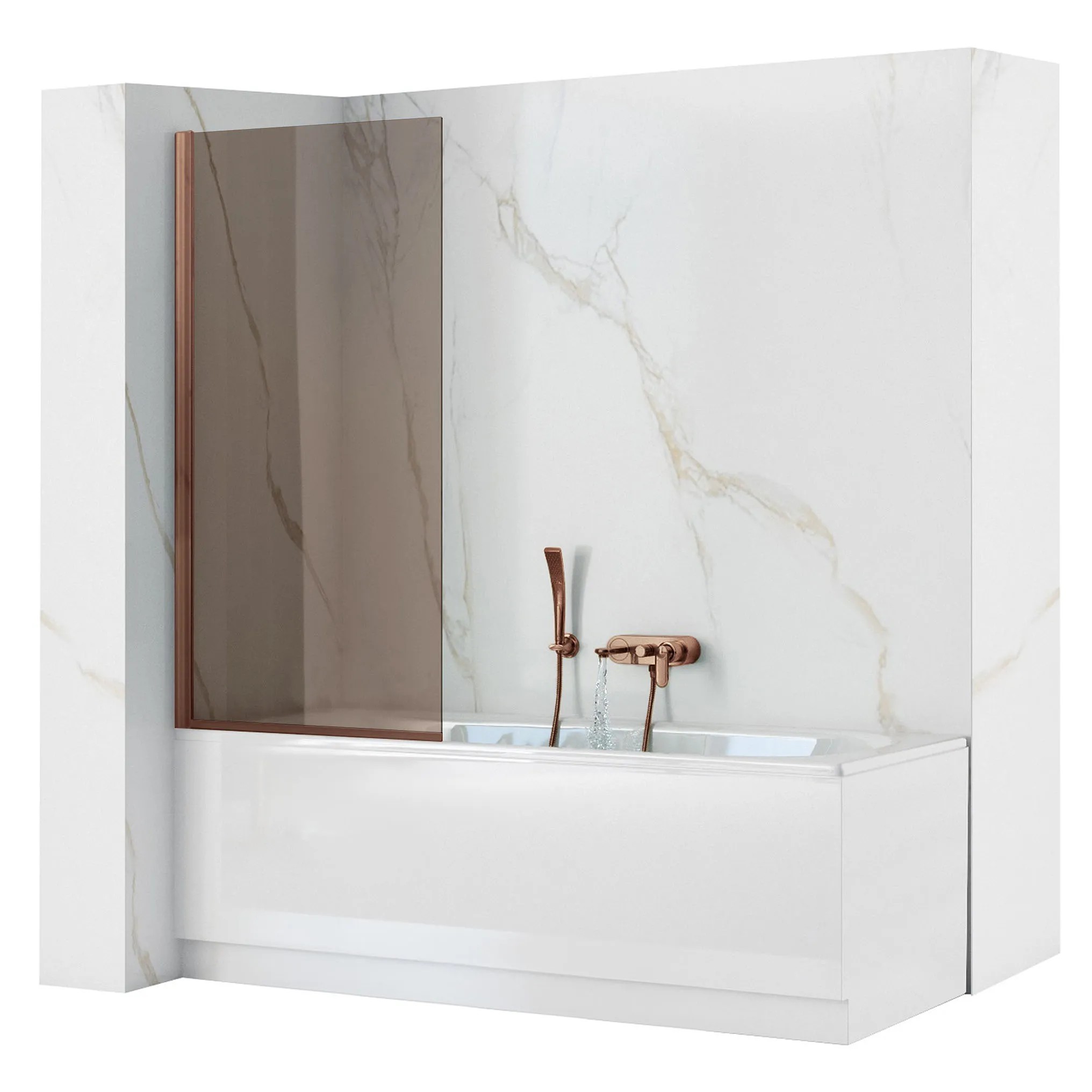 REA badekarsskærm Elegant 70 Børstet kobber, 0,5x70x140cm