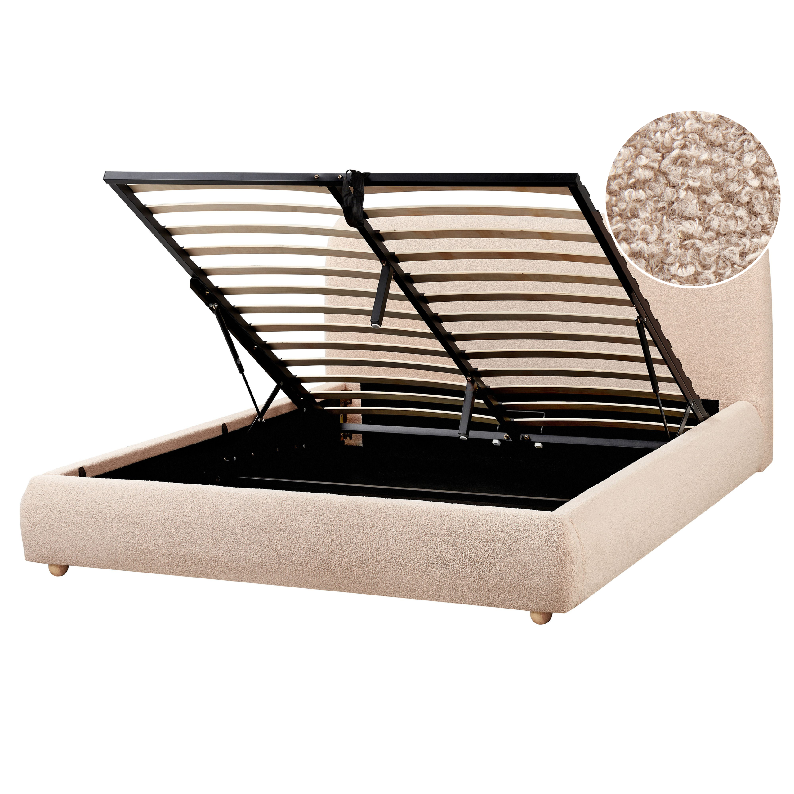 Seng med opbevaring BLAGNAC Boucle Beige 160 x 200 cm