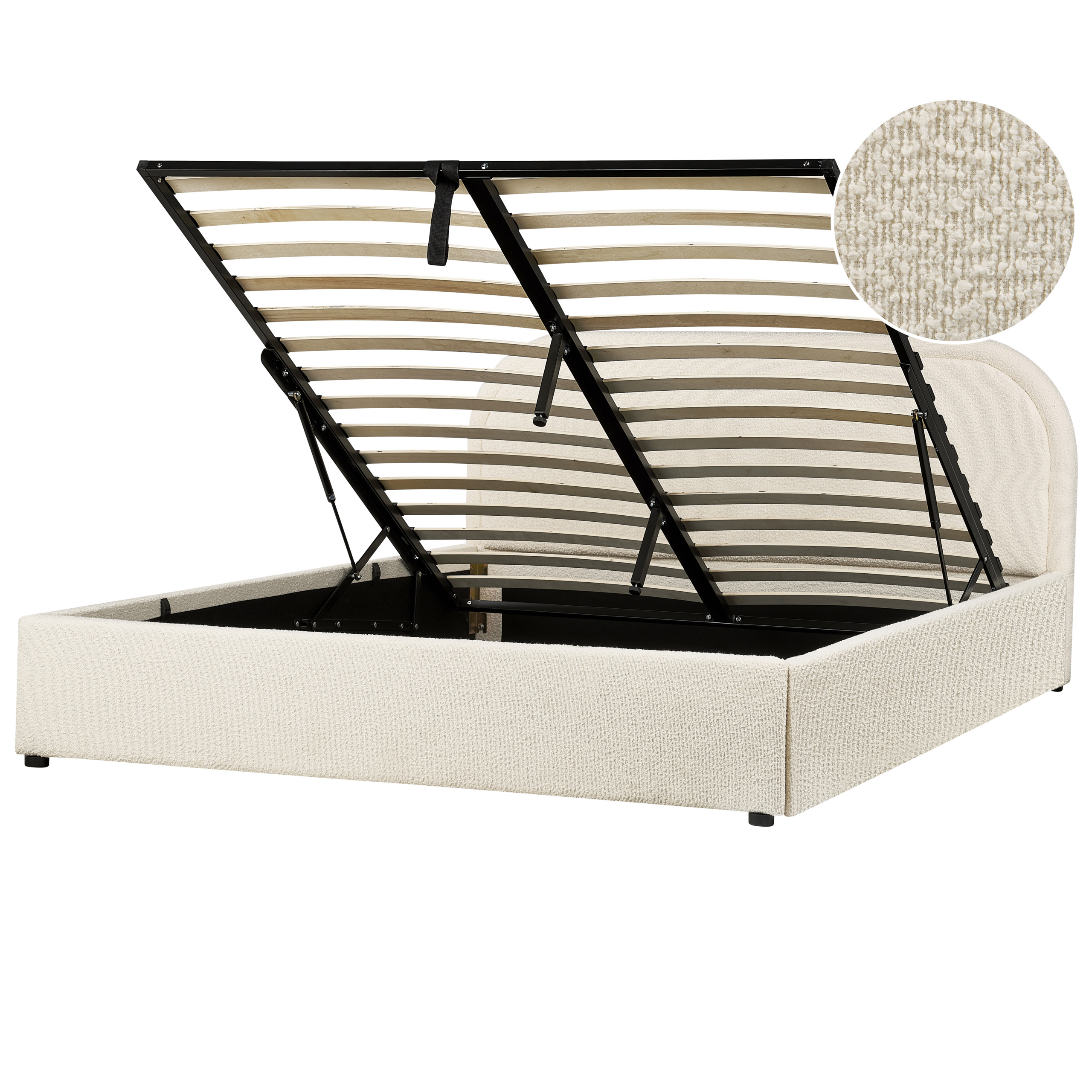 Seng med opbevaring QUILLIEN Boucle Lys Beige 160 x 200 cm