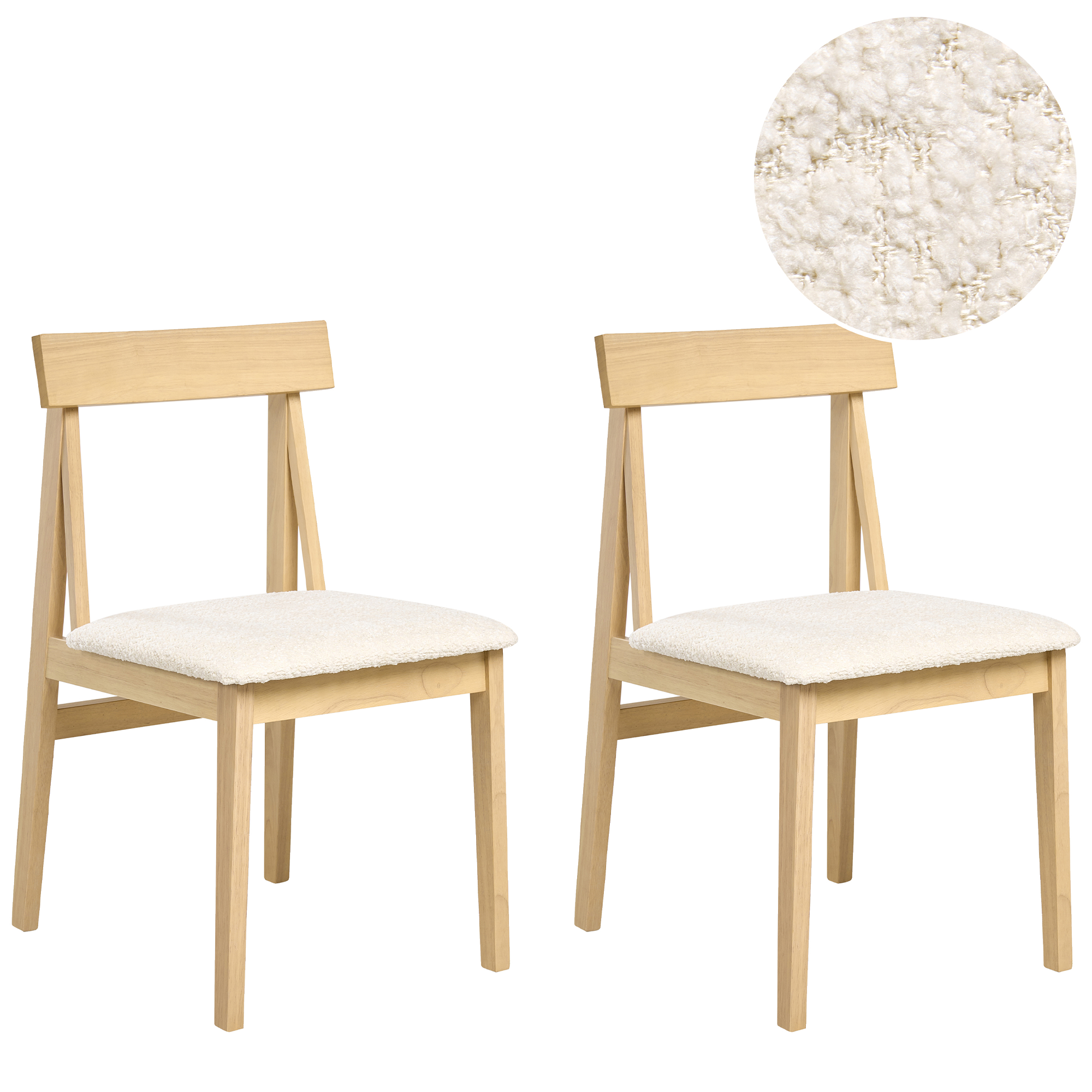 Sæt med 2 spisebordsstole ISLE Træ Lysebrun/beige