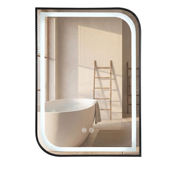 REA spejl ZONE 80x60 LED Sort 2,5x60x80cm