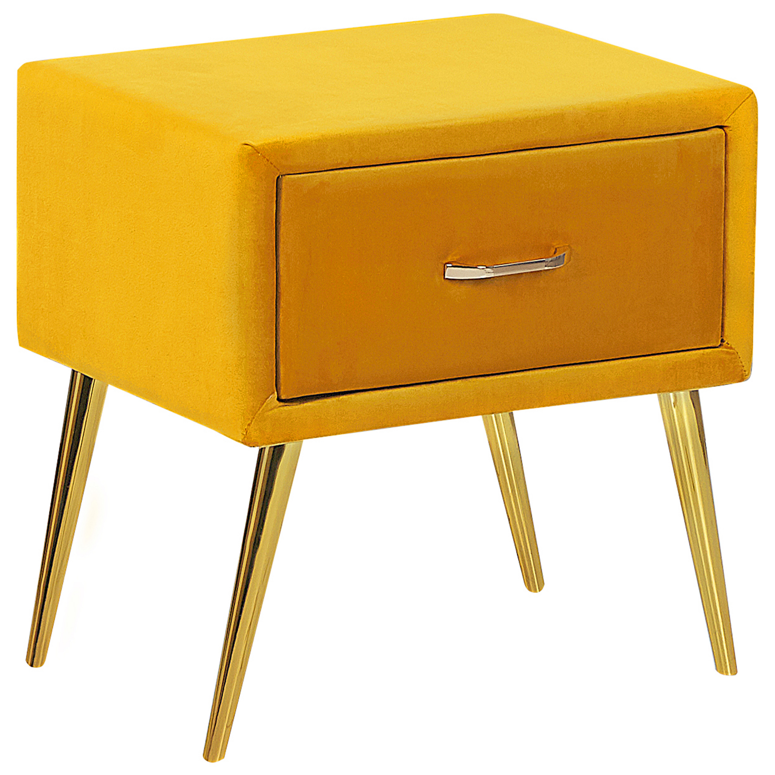 Natbord med 1 skuffe FLAYAT Velour Sennepsgul